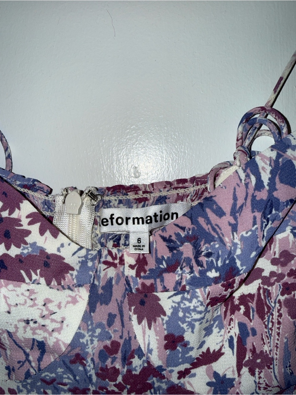 Reformation Lilac & Mauve Floral Tie-Strap Camisole
